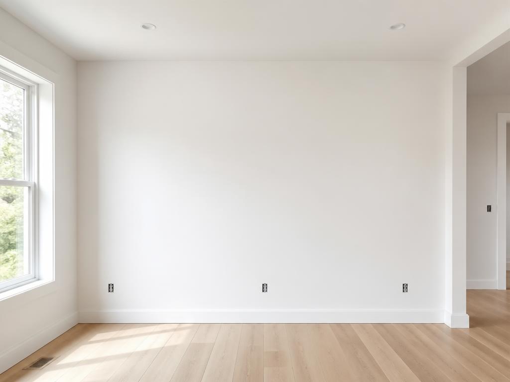 Clean white wall ready for painting in a bright room